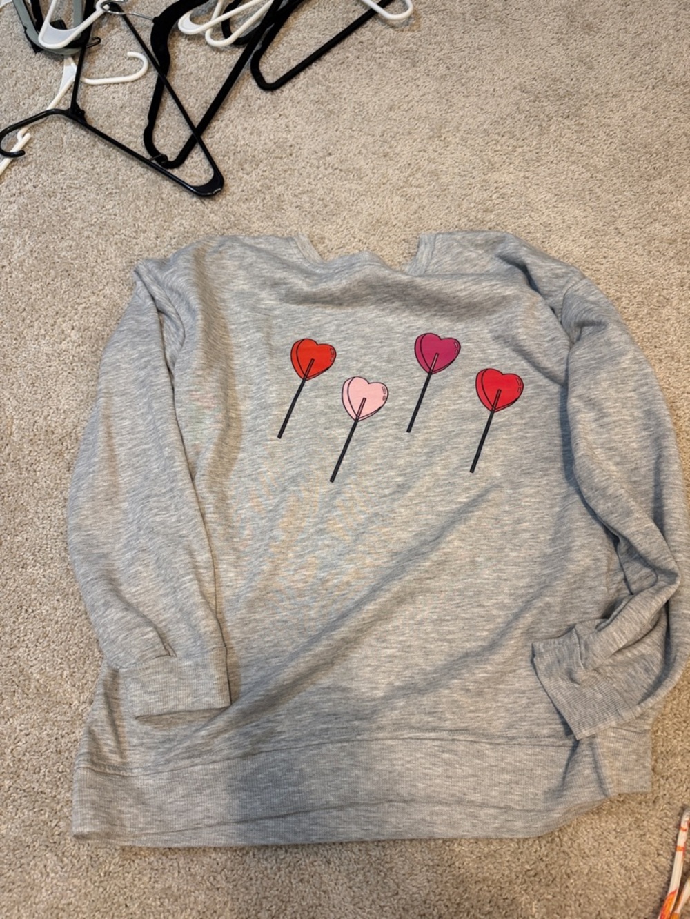 Grey Heart Lollipop Graphic Sweatshirt - Women